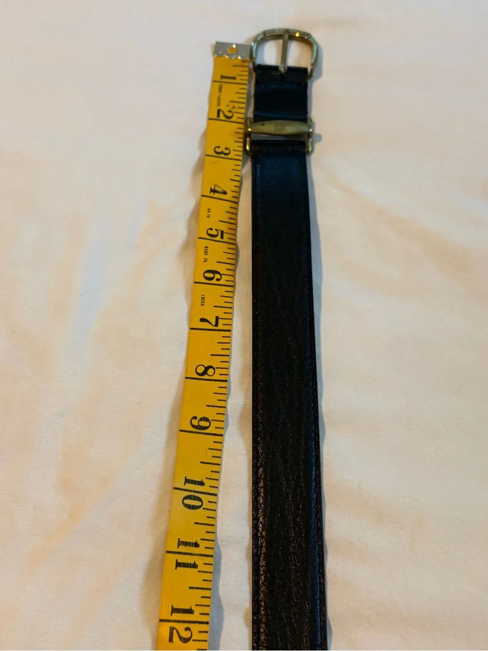Vtg Christian Dior black leather belt brass CD logo designer belt size 36, Spain